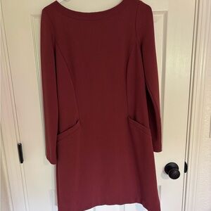 Boden Ottoman Style Long-Sleeve Textured Rust Colored Dress